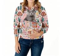 Sweat A Capuche Femme avec Poche pour Pet Chat Ou Chien - Sweat Kangourou Chien - Pull pour Chat - Sweatshirt Grand Taille pour Amoureux des Animaux Domestiques Rose Clair S