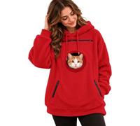 Sweat à Capuche Femme avec Poches pour Chat Chien et Poche Kangourou | Casual Pull Porter Chiens Chats Transporteur Poche pour Amoureux des Animaux Domestique Automne Hiver
