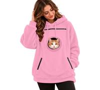 Sweat à Capuche Femme avec Poches pour Chat Chien et Poche Kangourou | Casual Pull Porter Chiens Chats Transporteur Poche pour Amoureux des Animaux Domestique Automne Hiver
