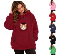Sweat à Capuche Femme avec Poches pour Chat Chien et Poche Kangourou | Casual Pull Porter Chiens Chats Transporteur Poche pour Amoureux des Animaux Domestique Automne Hiver