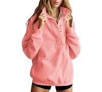Sweat à Capuche Femme Couleur Unie Buttons Sport Sweat-Shirt à Capuche Femme Manches Longues légers Chaud Grande Taille Hoodie Confortable Quotidien Pullover Automne Hiver