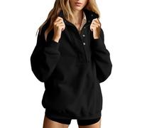 Sweat à Capuche Femme Couleur Unie Buttons Sport Sweat-Shirt à Capuche Femme Manches Longues légers Chaud Grande Taille Hoodie Confortable Quotidien Pullover Automne Hiver