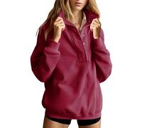 Sweat à Capuche Femme Couleur Unie Buttons Sport Sweat-Shirt à Capuche Femme Manches Longues légers Chaud Grande Taille Hoodie Confortable Quotidien Pullover Automne Hiver