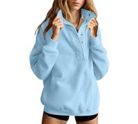 Sweat à Capuche Femme Couleur Unie Buttons Sport Sweat-Shirt à Capuche Femme Manches Longues légers Chaud Grande Taille Hoodie Confortable Quotidien Pullover Automne Hiver