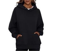 Sweat A Capuche Femme Couleur Unie Manches Longues Sweatshirts Avec Poche Automne Hiver Chaud Hoodies Surdimensionnés Basique Pull Pour Femme Thermique Sweat-Shirt Grande Taille Sweats Streetwear
