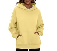 Sweat A Capuche Femme Couleur Unie Manches Longues Sweatshirts Avec Poche Automne Hiver Chaud Hoodies Surdimensionnés Basique Pull Pour Femme Thermique Sweat-Shirt Grande Taille Sweats Streetwear