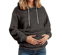 Sweat à Capuche Femme en Peluche avec Grande Poche pour Son Chien Chat, Hoodie Hiver en Polaire Douce à Cordon Coulissant, Sweatshirt Poche D'Kangourou Doux et Confortable Ample, S-XXL (Dark Gray, XL)