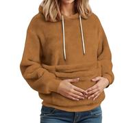 Sweat à Capuche Femme en Peluche avec Grande Poche pour Son Chien Chat, Hoodie Hiver en Polaire Douce à Cordon Coulissant, Sweatshirt Poche D'Kangourou Doux et Confortable Ample, S-XXL (Brown, XXL)