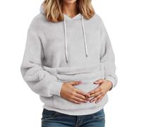 Sweat à Capuche Femme en Peluche avec Grande Poche pour Son Chien ou Chat, Hoodie Hiver en Polaire Douce à Cordon Coulissant, poche kangourou Sweatshirt Doux et Confortable, S-XXL (Light Gray, S)