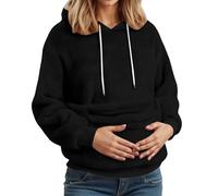 Sweat à Capuche Femme en Peluche avec Grande Poche pour Son Chien ou Chat, Sweatshirt Poche D'Kangourou Doux et Confortable S-XXL, Hoodie Hiver en Polaire Douce à Cordon Coulissant (Black, M)