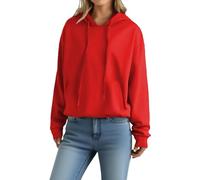 Sweat à Capuche Femme et Homme Grande Taille Pull Sweats Col Rond Mode avec Cordon Pullover Baggy Couleur Unie Hoodie Longues Décontracté Sweatshirt Chic Chaude Automne Hiver Rouge 3XL