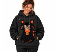 Sweat a Capuche Femme Hiver avec Poche pour Animal | Pull Noël Femme de Transport Chat Chien Doux et Confortable Streetwear pour Amoureux des Animaux Domestiques