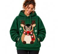 Sweat a Capuche Femme Hiver avec Poche pour Animal | Pull Noël Femme de Transport Chat Chien Doux et Confortable Streetwear pour Amoureux des Animaux Domestiques