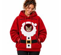 Sweat a Capuche Femme Hiver avec Poche pour Animal | Pull Noël Femme de Transport Chat Chien Doux et Confortable Streetwear pour Amoureux des Animaux Domestiques