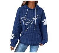 Sweat a Capuche Femme imprimé Chien High Five Hoodie Pull Manche Longue avec Poche Motif Pattes de Chien Sweatshirts Femme Dog mom Automne Printemps Hiver Chaud Pullover (Blue, M)