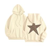 Sweat A Capuche Femme Imprimé Étoile, Sweat Sport Femme Manches Longues Décontracté Chic Et Élégants Style Y2k Pullover Polyvalent Coupe Ample Streetwear Hoodie Automne Hiver pour Fête