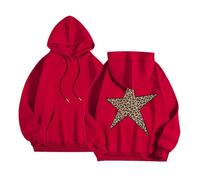 Sweat A Capuche Femme Imprimé Étoile, Sweat Sport Femme Manches Longues Décontracté Chic Et Élégants Style Y2k Pullover Polyvalent Coupe Ample Streetwear Hoodie Automne Hiver pour Fête