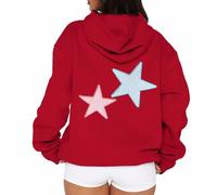 Sweat A Capuche Femme Imprimé Étoile, Sweat Sport Femme Manches Longues Style Y2K Coupe Ample Décontracté Streetwear Pullover Chic Et Élégants Vintage Polyvalent Automne Hiver Hoodie pour Fête
