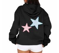 Sweat A Capuche Femme Imprimé Étoile, Sweat Sport Femme Manches Longues Style Y2K Coupe Ample Décontracté Streetwear Pullover Chic Et Élégants Vintage Polyvalent Automne Hiver Hoodie pour Fête