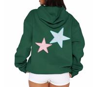 Sweat A Capuche Femme Imprimé Étoile, Sweat Sport Femme Manches Longues Style Y2K Coupe Ample Décontracté Streetwear Pullover Chic Et Élégants Vintage Polyvalent Automne Hiver Hoodie pour Fête
