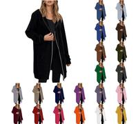 Sweat À Capuche Femme Longue Chaud Hoodies Élégant Zipper Manteau Long Outwear Sweatshirt avec Poches Pull Cardigan Sweat Veste Tops Pullover Classique Automne Hiiver