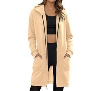 Sweat à Capuche Femme Longue Zippé Manches Sweat-shirt à capuche doublé polaire épaisse pour femme, collection automne/hiver, coupe ample, élégant et polyvalent, disponible en grandes tailles.