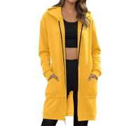 Sweat à Capuche Femme Longue Zippé Manches Sweat-shirt à capuche doublé polaire épaisse pour femme, collection automne/hiver, coupe ample, élégant et polyvalent, disponible en grandes tailles.