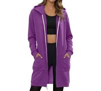 Sweat à Capuche Femme Longue Zippé Manches Sweat-shirt à capuche doublé polaire épaisse pour femme, collection automne/hiver, coupe ample, élégant et polyvalent, disponible en grandes tailles.