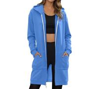 Sweat à Capuche Femme Longue Zippé Manches Sweat-shirt à capuche doublé polaire épaisse pour femme, collection automne/hiver, coupe ample, élégant et polyvalent, disponible en grandes tailles.