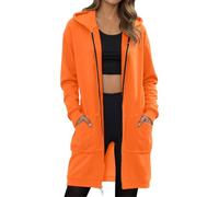 Sweat à Capuche Femme Longue Zippé Manches Sweat-shirt à capuche doublé polaire épaisse pour femme, collection automne/hiver, coupe ample, élégant et polyvalent, disponible en grandes tailles.