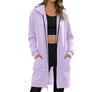 Sweat à Capuche Femme Longue Zippé Manches Sweat-shirt à capuche doublé polaire épaisse pour femme, collection automne/hiver, coupe ample, élégant et polyvalent, disponible en grandes tailles.