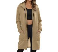 Sweat à Capuche Femme Longue Zippé Manches Sweat-shirt à capuche doublé polaire épaisse pour femme, collection automne/hiver, coupe ample, élégant et polyvalent, disponible en grandes tailles.