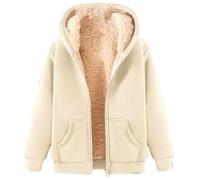 Sweat a Capuche Femme Manche Longues Automne et Hiver Plus Velours et épaississement Poches Sweat a Capuche Femme Zippé Couleur Unie Décontractés Simplicité Pull Ample Chaud Tendance Doux Les Cent
