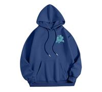 sweat a capuche femme motif dos casual sweatshirt oversize long imprimé lettres amusant hoodie à Manches Longues avec poches thermal pull automne hiver chaud cordon de serrage (Dark Blue, M)
