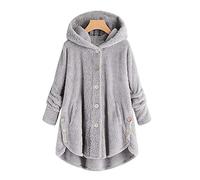 Sweat A Capuche Femme Oversize - Pull Femme Hiver Chaud Et Doux Pullover Polaire Hoodie Couleur Pure Sweat Manche Longue Tops Avec Bouton Robe Outdoor Coat Relaxed Hauts Épais Hoodie Mi-Long Pull