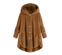 Sweat A Capuche Femme Oversize - Pull Femme Hiver Chaud Et Doux Pullover Polaire Hoodie Couleur Pure Sweat Manche Longue Tops Avec Bouton Robe Outdoor Coat Relaxed Hauts Épais Hoodie Mi-Long Pull