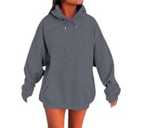 Sweat à Capuche Femme Oversized Polaire 2026 - Sweatshirt Capuche Mignon Confortable, Tops Casual Tendance Automne Poches Spacieuses(Grey, M)