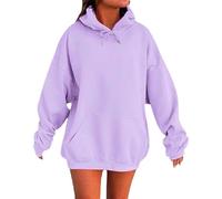 Sweat à Capuche Femme Oversized Polaire 2026 - Sweatshirt Capuche Mignon Confortable, Tops Casual Tendance Automne Poches Spacieuses(Purple, S)