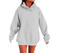 Sweat à Capuche Femme Oversized Polaire 2026 - Sweatshirt Capuche Mignon Confortable, Tops Casual Tendance Automne Poches Spacieuses(Dark Gray, L)