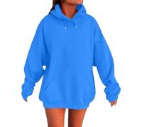 Sweat à Capuche Femme Oversized Polaire 2026 - Sweatshirt Capuche Mignon Confortable, Tops Casual Tendance Automne Poches Spacieuses(Blue, XXL)