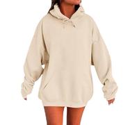 Sweat à Capuche Femme Oversized Polaire 2026 - Sweatshirt Capuche Mignon Confortable, Tops Casual Tendance Automne Poches Spacieuses(Beige, XXXXXL)