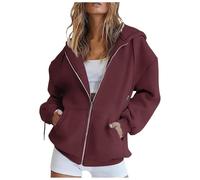 Sweat à Capuche Femme Pas Cher Zippé Sweat-Shirt à Manches Longues Décontracté Chaude Chic Et Elegant, Street Cotton Sweatshirt avec Poches Hoodies Veste de Sport Blousons Printemps Automne Cardigan
