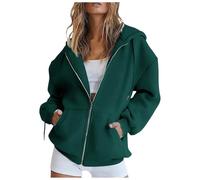 Sweat à Capuche Femme Pas Cher Zippé Sweat-Shirt à Manches Longues Décontracté Chaude Chic Et Elegant, Street Cotton Sweatshirt avec Poches Hoodies Veste de Sport Blousons Printemps Automne Cardigan