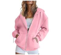 Sweat à Capuche Femme Pas Cher Zippé Sweat-Shirt à Manches Longues Décontracté Chaude Chic Et Elegant, Street Cotton Sweatshirt avec Poches Hoodies Veste de Sport Blousons Printemps Automne Cardigan