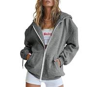 Sweat à Capuche Femme Pas Cher Zippé Sweat-Shirt à Manches Longues Décontracté Chaude Chic Et Elegant, Street Cotton Sweatshirt avec Poches Hoodies Veste de Sport Blousons Printemps Automne Cardigan