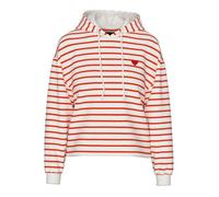 Sweat à capuche femme Pieces Chilli Stripes - rouge, manches longues, coupe régulière XS