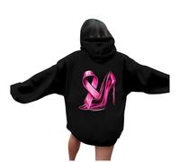 Sweat À Capuche Femme Pull Leopard Veste Chaude Hiver avec Vêtements Octobre Rose sans Hoodie Plaid Rouge Léopard Pins 2025 Cancer du Sein Polaire Gilet Oversize Chaud Hoodies Manteau Vert Jaune a~