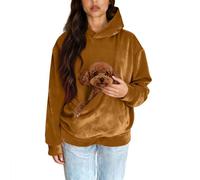Sweat A Capuche Femme Pull Pour Chat Avec Grande Kangourou Poche Sweat Polaire Chien Titulaire Chaud Transporteur Pochette Pull Kangourou Chat Pour Amoureux Des Animaux Domestiques 06-Brun Clair S