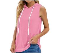 Sweat à Capuche Femme sans Manches Tee Shirt Sport Femme D'été Sweats à Capuche Hoodies Entraînement Débardeur Sport Fitness Noir T-Shirt Couleur Unie Décontracté Haut Polyvalente Grande Taille