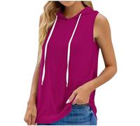 Sweat à Capuche Femme sans Manches Tee Shirt Sport Femme D'été Sweats à Capuche Hoodies Entraînement Débardeur Sport Fitness Noir T-Shirt Couleur Unie Décontracté Haut Polyvalente Grande Taille